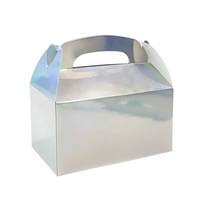 Pliable portable design écologique thème fête cadeau collation artisanat chocolat carton emballage arc-en-ciel carré argent boîte à bonbons