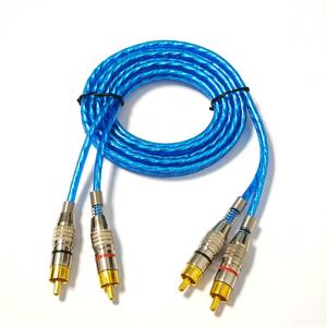 สาย RCA แบบถักคู่ หัวต่อชุบทอง สำหรับเครื่องขยายเสียงในรถยนต์ ระบบเสียงในทีวีและรถยนต์ - Product Image 1
