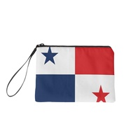 Dompet Koin Mini Berbahan Kanvas Poliester dengan Cetakan Bendera Nasional Panama, Dilengkapi Resleting, untuk Koin dan Barang-Barang Kecil
