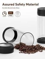 Récipient de stockage de café en verre 17,6 oz (1350 ml) avec système d'aspiration automatique et cuillère