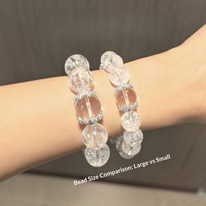 Pulsera de Cuentas Grandes de Cristal Blanco Natural <span class=keywords><strong>Asai</strong></span> de Diseño Original, Estilo Hielo Roto Brillante, Regalo de Lujo Ligero para Chica - Product Image 5