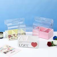 Caja de Regalo Transparente Personalizada de PET para Pasteles y Flores, con Asa, para Combinar con Ramos y Pasteles