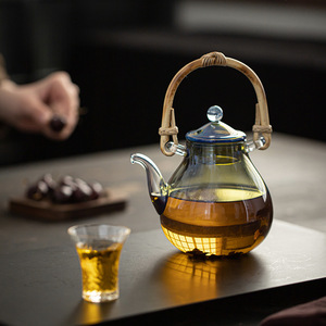 Tetera de vidrio Guanlan con asa resistente al calor para estufa eléctrica de cerámica, tetera para preparar té en casa - Product Image 1