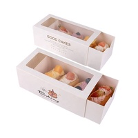 Boîte à dessert portable avec logo fait sur commande, tiroir carré de boîte à gâteau au fromage aux fruits en carton blanc de haute qualité avec fenêtre