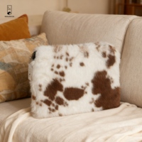 Housse pour ordinateur portable en peluche à imprimé vache bicolore - Sac de protection en peluche douce pour ordinateurs portables, étui pour appareil décontracté et tendance