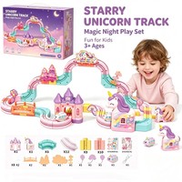 Mainan Mobil Balap 3D Magic Flexible Race Track Unicorn Model Baru 2026, Set Blok Rel Kereta Listrik Kreatif untuk Perakitan, dengan Slot Kubus
