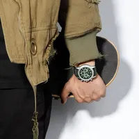 Montre pour homme NAVIFORCE, style outillage, quartz, acier inoxydable de luxe, bracelet en cuir, aiguilles lumineuses, chronographe, grand cadran