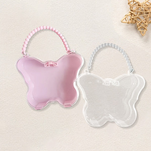 Butterfly Shape Acrylic Jewelry Organizer Box For Kids Girls Pink Red Sky Blue Violet Transparent 1-3L Capacity Storage Case - Product Image 5