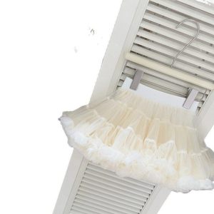 Tongxingyuan Girls Puffy Mesh Tutu Skirt Off White Solid Color Stage Dance Performance Wear Cotton Fabric - Product Image 5