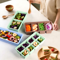 Contenants de stockage en silicone de qualité alimentaire avec couvercles, organisateur de réfrigérateur, sans BPA, réutilisables, boîte à lunch hermétique, ensemble de préparation des repas pour la cuisine