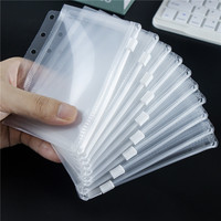 Pochettes A7 transparentes en PP avec fermeture éclair et tirette, 6 trous, pour enveloppes de budget et petit organisateur de monnaie