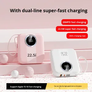 Batería Externa de Carga Rápida y Resistente de 22.5W con Cable Micro USB Integrado, Tipo-C, Pantalla LED, Mini Compacta, Venta al Por Mayor - Product Image 5