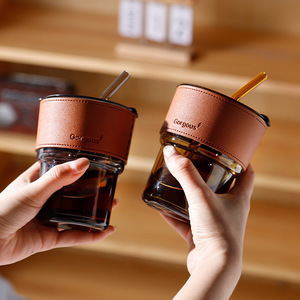 再利用可能なダブルドリンクボトル増粘ガラス16オンスストローカップドリンクカップジュース収納コーヒーカップグラスグラス - Product Image 3