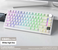 Teclado Mecánico para Juegos X820 Ultra 75% con Pantalla Inteligente, Inalámbrico/BT/2.4GHz/Con Cable, Interruptor Rojo, Inglés