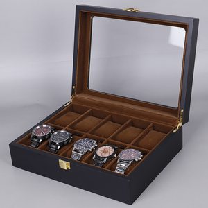 Caja de almacenamiento para relojes, estuche de cuero negro con 20 ranuras y 12 ranuras y 10 ranuras para coleccionistas, caja de almacenamiento para relojes con almohada, venta al por mayor - Product Image 4