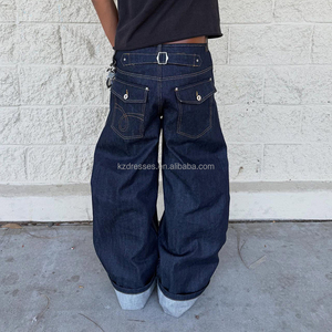 사용자 정의 일본 원시 Selvedge 데님 남성 청바지 레드 라인 패브릭 14oz 헐렁한 스택 바지 제조 업체 - Product Image 3