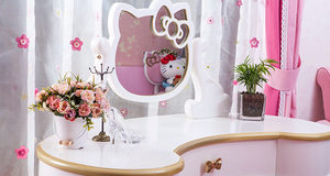 Tocador <span class=keywords><strong>de</strong></span> Madera Maciza Estilo Francés para Dormitorio Pequeño, Escritorio Infantil, Tocador Doble Uso para Niña, Silla Calabaza, Dormitorio - Product Image 5