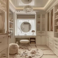 Dressing Walk-in Luxe Moderne en Bois avec Miroir, Armoire Murale de Chambre à Coucher, Garde-robe, Dernier Design