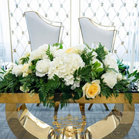 Table de salle à manger moderne en acier inoxydable doré pour couple, mariage, mariée et marié