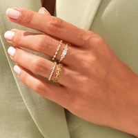 Offre Spéciale 18K plaqué or empilable zircon cubique anneaux ensemble or bandes de mariage droit pour les femmes bijoux cadeau