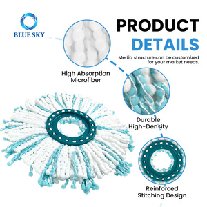 Tête de balai serpillère ronde de rechange pour balai serpillère à disque <span class=keywords><strong>Leifheit</strong></span> Clean Twist M, pièces de rechange pour serpillère microfibre à 2 fibres, personnalisation disponible - Product Image 3