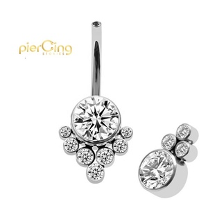 Câu Chuyện xuyên G23 lát đá CZ trong nội bộ ren bụng dưới rốn Vòng xuyên bodi pierc jewelri - Product Image 1