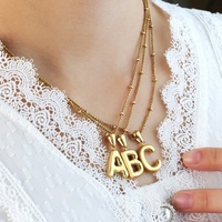 Pendentif personnalisé en acier inoxydable 316L plaqué or 18 carats, breloques alphabet bulles épaisses pour la fabrication de colliers, bracelets et bijoux