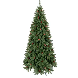 <b>Artificial</b> Pvc Fireproof Red Berry Christmas <b>Tree</b> Plastic Pencil Christmas <b>Tree</b> Home Decoration Slim Green Christmas <b>Tree</b> - Product Image 1