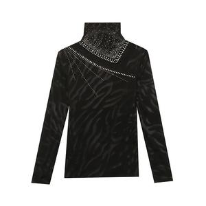 Camiseta de manga larga con cuello en V de malla, estilo nuevo de invierno, con diseño hueco y terciopelo de zorro plateado, con pedrería, <span class=keywords><strong>para</strong></span> <span class=keywords><strong>mujer</strong></span> - Product Image 5