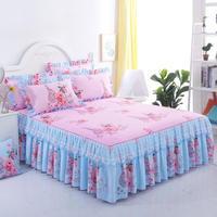 3pc Jupe de lit Fibre de polyester Elastique Drap-housse Matelas Protéger Ensembles de literie Couverture Fleurs Drap de lit Textiles de maison Couvre-lit