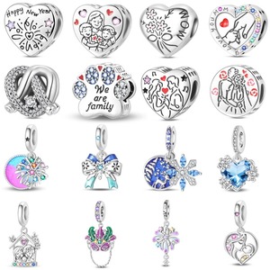 Vente en gros de perles originales en argent 925, pendentif cœur d'amour, cadeau de la Saint-Valentin, breloques DIY pour la fabrication de bracelets, bijoux pour femmes - Product Image 1