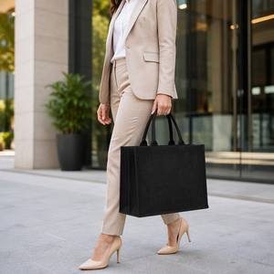 Bolsa de Yute Negra con Asas de Cuerda, Logotipo Personalizado, Base Reforzada, Bolsa de Compras - Product Image 2