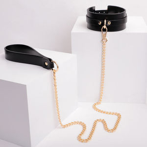 Collier en cuir SM, produit de bondage BDSM, jeu de maître et d'esclave, collier doré pour esclave, jouets sexuels, kit sexuel pour couples - Product Image 2