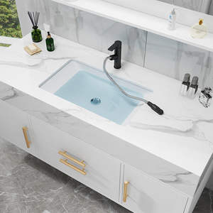 Espejo Inteligente con Lavabo Simple, Mueble de Baño Blanco, Mueble de Baño Flotante Montado en la Pared con Lavabo y Gabinete - Product Image 2