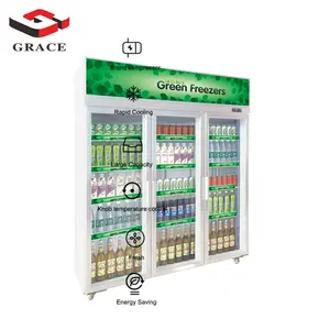 Grace Commercial vertical Pepsi beverage energy display cold drink fridge for supermarket