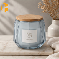 Fubei Living Nordic Chubby Angular Cut Aromatherapie-Kerzenbehälter Rauchgrünes Wohndekorations-Kerzengefäß