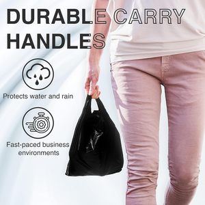 <b>Black</b> T-Shirt Bag PE Plastic Grocery Bags with Handles Food Grade for Supermarket Business or <b>Socks</b> Storage - Product Image 5