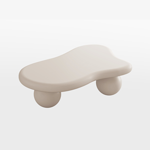 White Wooden Irregular Cloud Coffee <b>Table</b> Sphere <b>Legs</b> Modern Minimalist <b>Adjustable</b> Living Room Furniture Accent <b>Table</b> Creamy - Product Image 5