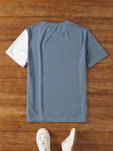 Camisetas de dos tonos con estampado de letras para hombre, fábrica de ropa de verano, personalización disponible. F10 - Product Image 2