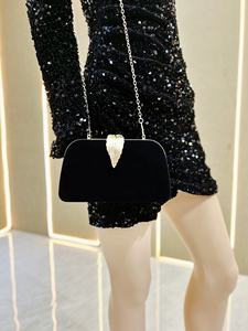 กระเป๋าคลัทช์กำมะหยี่วิบวับสำหรับเจ้าสาว กระเป๋าถือแบบมีตัวล็อคสีทองระยิบระยับ เหมาะสำหรับงานเลี้ยง งานแต่งงาน งานกลางคืน กระเป๋าถือสะพายไหล่ใบเล็กสำหรับผู้หญิง - Product Image 2