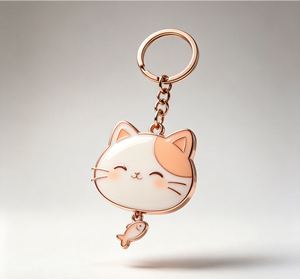 Cute Cat Enamel Metal Key Chain Rose Gold <b>Keyring</b> Pendant Bag <b>Charm</b> Gift Accessory - Product Image 3