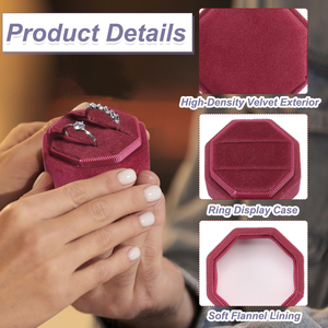 High-End Ultra-Fine Velvet Ultra-Fine Fiber Octagonal Spray <b>Box</b> for Diamond <b>Ring</b> Necklace Square - Product Image 2