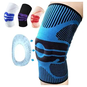 Genouillère de compression élastique pour adultes avec fermeture à scratch, tissu 3D en spandex, soutien pour soulager la douleur pour la gym, les sports et la rééducation - Product Image 5