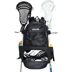 กระเป๋าเป้สะพายหลัง Ealer Lacrosse ขนาดใหญ่ สีดำ ทำจากโพลีเอสเตอร์ พร้อมช่องเก็บหมวกกันน็อคและลูกบอล สำหรับกีฬาฮอกกี้และฟุตบอล - Product Image 4