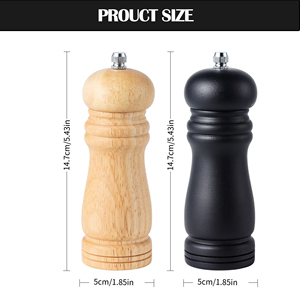 Ensemble de moulins à poivre manuels en bois de chêne <span class=keywords><strong>naturel</strong></span> rétro, écologiques, 6 pouces, rechargeables, à cœur en céramique réglable, avec support de base - Product Image 2