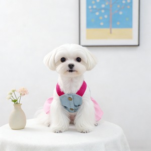 ชุดเดรสสุนัขสีชมพู กระโปรงยีนส์ ไซส์เล็ก เสื้อผ้าแฟชั่นสำหรับสี่ฤดู - Product Image 4