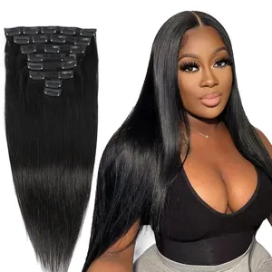 Virgin Clip in Hair Extension for Black New Products 2021 Natural Kinky Straight Women Brazilian Hair 100% Virgin Human Hair