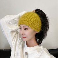Nouveau Bandeau en Laine Automne-Hiver, Accessoire Cheveux Élégant à Bord Large, Couvre les Cheveux Blancs, Chaud, en Fourrure d'Écureuil, Style Coréen à Carreaux