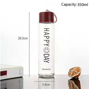 Mug de voyage en verre transparent 350 ml, anti-fuite, réutilisable, bouteille d'eau portable avec logo - Product Image 2