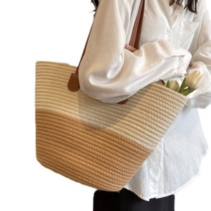 Cotton rope woven <b>straw</b> <b>bag</b>, women's large capacity, Korean style new woven <b>bag</b>, shoulder <b>bag</b>, high-end commuter tote <b>bag</b> - Product Image 4